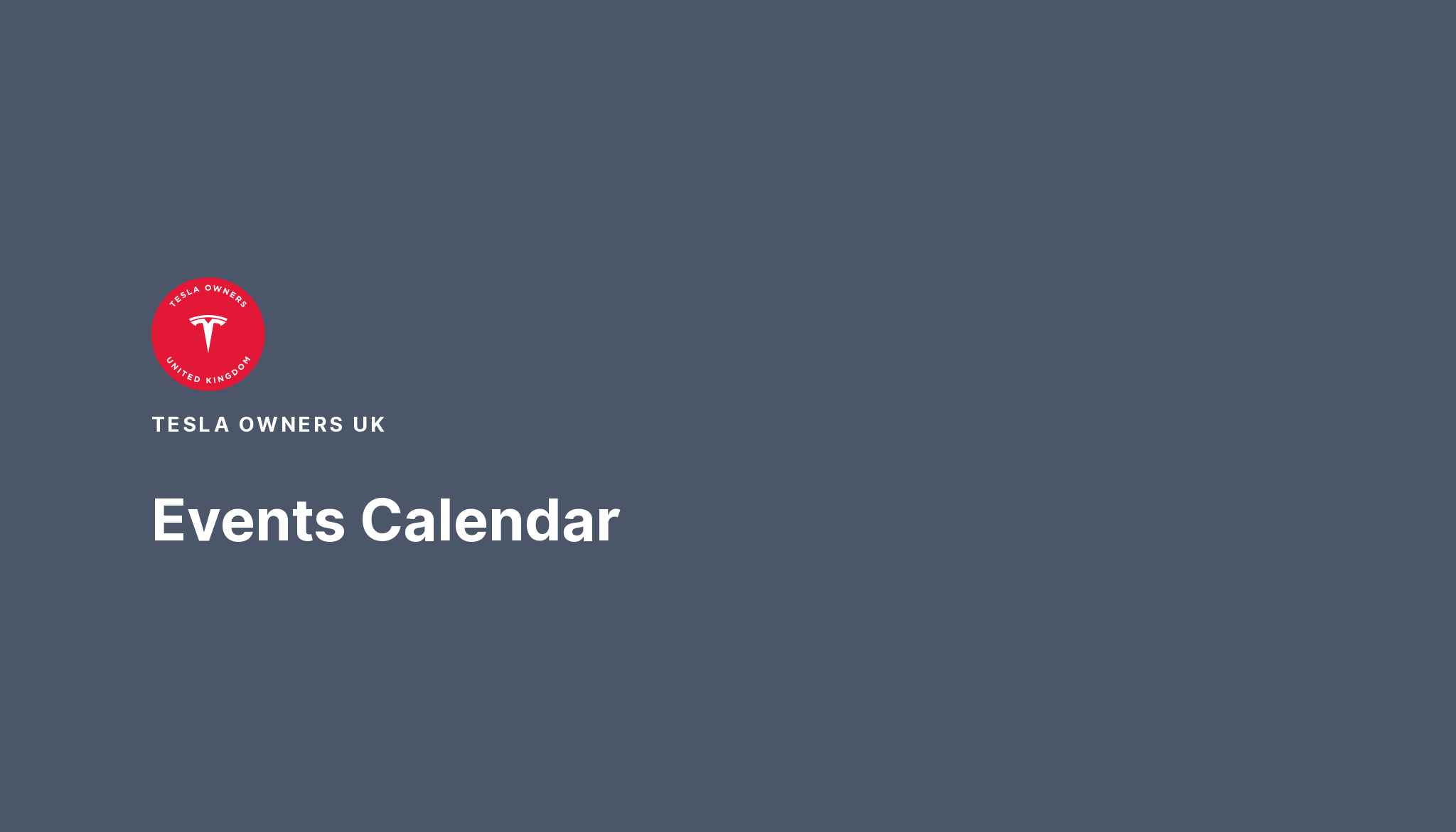 Events Calendar Tesla Owners UK